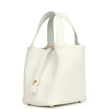 HERMÈS Hermes Picotin Lock 18 New White Clemence Gold Hardware | Thumbnail 5 HERMÈS Hermes Picotin Lock 18 New White Clemence Gold Hardware | Thumbnail 5