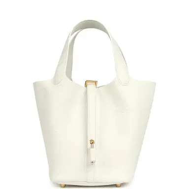 HERMÈS Hermes Picotin Lock 18 New White Clemence Gold Hardware | Thumbnail 1 HERMÈS Hermes Picotin Lock 18 New White Clemence Gold Hardware | Thumbnail 1