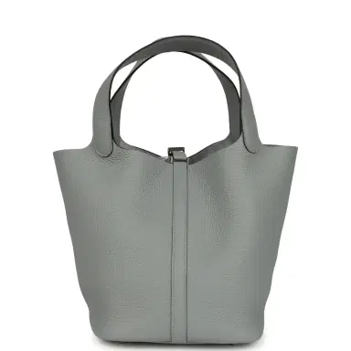 HERMÈS Hermes Picotin Lock 22 Gris Pantin Clemence Palladium Hardware | Thumbnail 4 HERMÈS Hermes Picotin Lock 22 Gris Pantin Clemence Palladium Hardware | Thumbnail 4