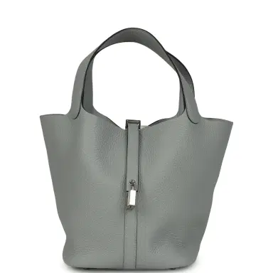 HERMÈS Hermes Picotin Lock 22 Gris Pantin Clemence Palladium Hardware | Thumbnail 1 HERMÈS Hermes Picotin Lock 22 Gris Pantin Clemence Palladium Hardware | Thumbnail 1