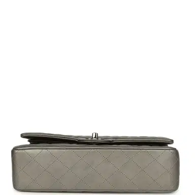 Chanel Pre-owned Chanel Medium Classic Double Flap Bag Dark Silver Lambskin Ruthenium Hardware | Thumbnail 6 Chanel Pre-owned Chanel Medium Classic Double Flap Bag Dark Silver Lambskin Ruthenium Hardware | Thumbnail 6