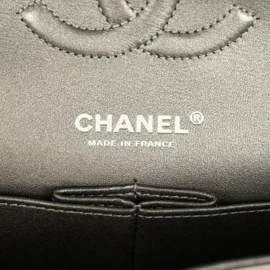 Chanel Pre-owned Chanel Medium Classic Double Flap Bag Dark Silver Lambskin Ruthenium Hardware | Thumbnail 9 Chanel Pre-owned Chanel Medium Classic Double Flap Bag Dark Silver Lambskin Ruthenium Hardware | Thumbnail 9