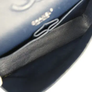 Chanel Pre-owned Chanel Medium Classic Double Flap Bag Navy Blue Patent Ruthenium Hardware | Thumbnail 10 Chanel Pre-owned Chanel Medium Classic Double Flap Bag Navy Blue Patent Ruthenium Hardware | Thumbnail 10