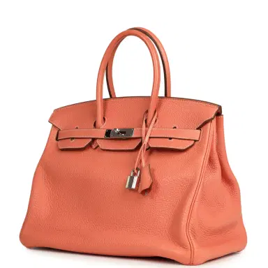 HERMÈS Pre-owned Hermes Birkin 35 Crevette Clemence Palladium Hardware | Thumbnail 5 HERMÈS Pre-owned Hermes Birkin 35 Crevette Clemence Palladium Hardware | Thumbnail 5