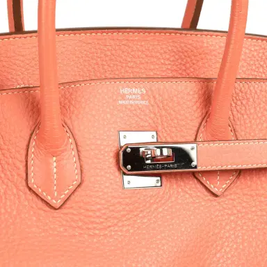 HERMÈS Pre-owned Hermes Birkin 35 Crevette Clemence Palladium Hardware | Thumbnail 7 HERMÈS Pre-owned Hermes Birkin 35 Crevette Clemence Palladium Hardware | Thumbnail 7