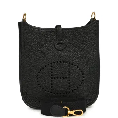 HERMÈS Pre-owned Hermes Evelyne TPM Black Clemence Gold Hardware | Thumbnail 1 HERMÈS Pre-owned Hermes Evelyne TPM Black Clemence Gold Hardware | Thumbnail 1