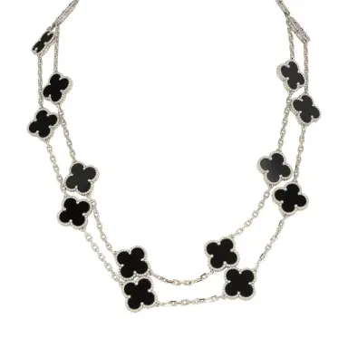 Van Cleef & Arpels Pre-owned Van Cleef & Arpels Vintage Alhambra 20 Motif Long Necklace Onyx 18K White Gold | Thumbnail 1 Van Cleef & Arpels Pre-owned Van Cleef & Arpels Vintage Alhambra 20 Motif Long Necklace Onyx 18K White Gold | Thumbnail 1