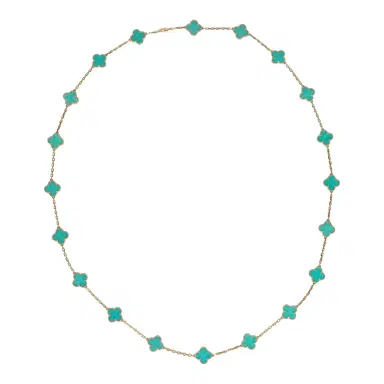 Van Cleef & Arpels Van Cleef & Arpels Vintage Alhambra 20 Motif Long Necklace Amazonite 18K Yellow Gold | Thumbnail 2 Van Cleef & Arpels Van Cleef & Arpels Vintage Alhambra 20 Motif Long Necklace Amazonite 18K Yellow Gold | Thumbnail 2