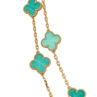 Van Cleef & Arpels Van Cleef & Arpels Vintage Alhambra 20 Motif Long Necklace Amazonite 18K Yellow Gold | Thumbnail 3 Van Cleef & Arpels Van Cleef & Arpels Vintage Alhambra 20 Motif Long Necklace Amazonite 18K Yellow Gold | Thumbnail 3