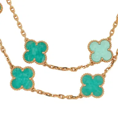 Van Cleef & Arpels Van Cleef & Arpels Vintage Alhambra 20 Motif Long Necklace Amazonite 18K Yellow Gold | Thumbnail 4 Van Cleef & Arpels Van Cleef & Arpels Vintage Alhambra 20 Motif Long Necklace Amazonite 18K Yellow Gold | Thumbnail 4