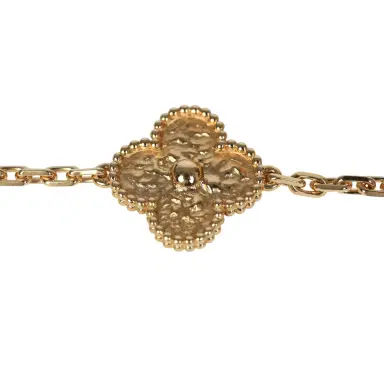 Van Cleef & Arpels Van Cleef & Arpels Vintage Alhambra 5 Motif Bracelet Hammered 18K Yellow Gold Hardware | Thumbnail 3 Van Cleef & Arpels Van Cleef & Arpels Vintage Alhambra 5 Motif Bracelet Hammered 18K Yellow Gold Hardware | Thumbnail 3