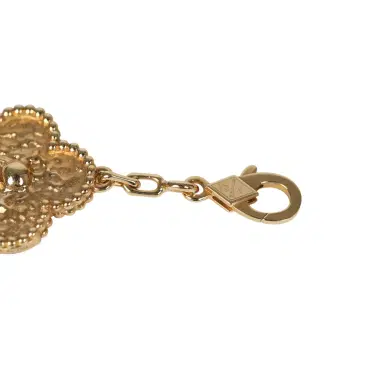 Van Cleef & Arpels Van Cleef & Arpels Vintage Alhambra 5 Motif Bracelet Hammered 18K Yellow Gold Hardware | Thumbnail 4 Van Cleef & Arpels Van Cleef & Arpels Vintage Alhambra 5 Motif Bracelet Hammered 18K Yellow Gold Hardware | Thumbnail 4