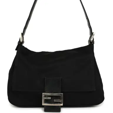 Fendi Vintage Fendi Mama Baguette Bag Black Jersey Silver Hardware | Thumbnail 1 Fendi Vintage Fendi Mama Baguette Bag Black Jersey Silver Hardware | Thumbnail 1
