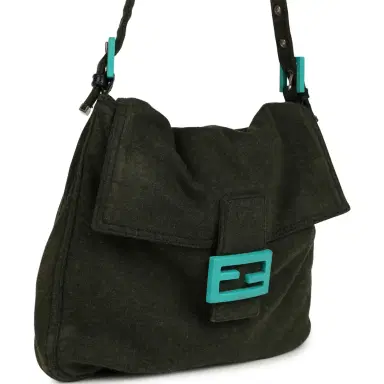 Fendi Vintage Fendi Mama Baguette Bag Dark Olive Jersey Silver Hardware | Thumbnail 2 Fendi Vintage Fendi Mama Baguette Bag Dark Olive Jersey Silver Hardware | Thumbnail 2