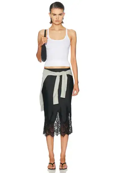 Norma Kamali Bias Half Slip Dress With Lace | Thumbnail 5 Norma Kamali Bias Half Slip Dress With Lace | Thumbnail 5