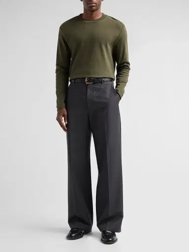 Vince Men's Peached-Face Cotton Jersey Long-Sleeve T-Shirt - Night Leaf | Thumbnail 2 Vince Men's Peached-Face Cotton Jersey Long-Sleeve T-Shirt - Night Leaf | Thumbnail 2