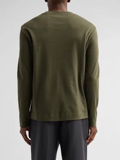Vince Men's Peached-Face Cotton Jersey Long-Sleeve T-Shirt - Night Leaf | Thumbnail 3 Vince Men's Peached-Face Cotton Jersey Long-Sleeve T-Shirt - Night Leaf | Thumbnail 3