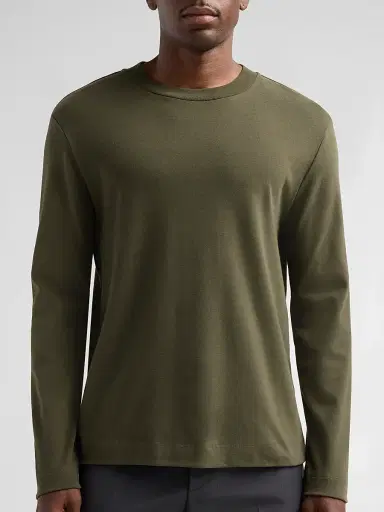 Vince Men's Peached-Face Cotton Jersey Long-Sleeve T-Shirt - Night Leaf | Thumbnail 5 Vince Men's Peached-Face Cotton Jersey Long-Sleeve T-Shirt - Night Leaf | Thumbnail 5