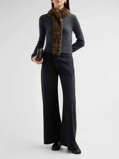 Marc Jacobs Women's Faux Fur Lined Cardigan - Charcoal | Thumbnail 2 Marc Jacobs Women's Faux Fur Lined Cardigan - Charcoal | Thumbnail 2