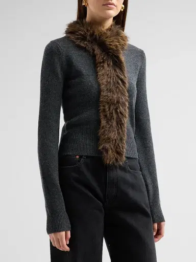Marc Jacobs Women's Faux Fur Lined Cardigan - Charcoal | Thumbnail 4 Marc Jacobs Women's Faux Fur Lined Cardigan - Charcoal | Thumbnail 4