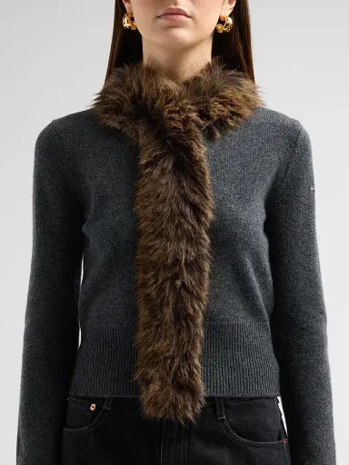 Marc Jacobs Women's Faux Fur Lined Cardigan - Charcoal | Thumbnail 5 Marc Jacobs Women's Faux Fur Lined Cardigan - Charcoal | Thumbnail 5