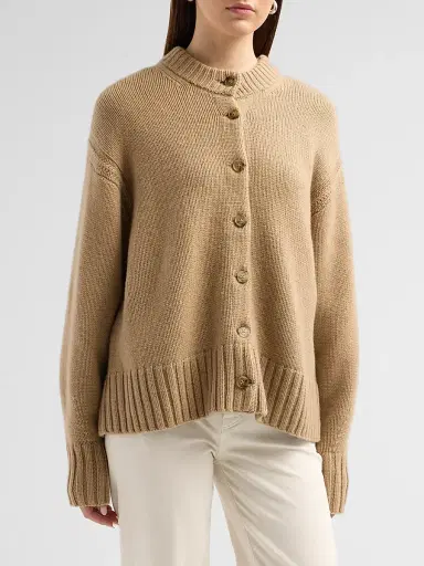 Guest In Residence Women's Cozy Cashmere Crewneck Cardigan - Camel | Thumbnail 4 Guest In Residence Women's Cozy Cashmere Crewneck Cardigan - Camel | Thumbnail 4