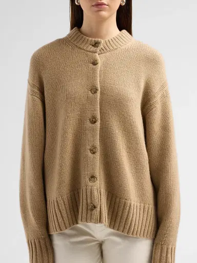 Guest In Residence Women's Cozy Cashmere Crewneck Cardigan - Camel | Thumbnail 5 Guest In Residence Women's Cozy Cashmere Crewneck Cardigan - Camel | Thumbnail 5