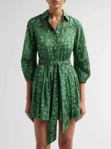Cara Cara Women's Raya Paisley Cotton Voile Mini Shirtdress | Thumbnail 5 Cara Cara Women's Raya Paisley Cotton Voile Mini Shirtdress | Thumbnail 5