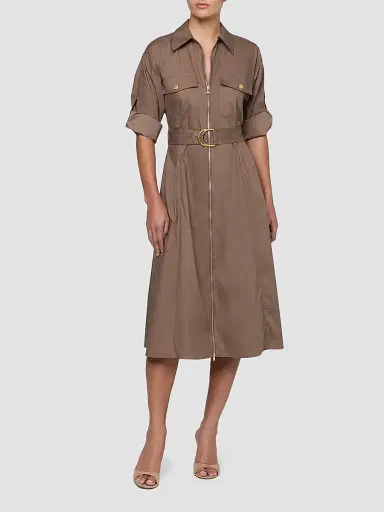 L'Agence Women's Callen Belted Zip-Front Midi Shirtdress - Cardamom - Size Large | Thumbnail 2 L'Agence Women's Callen Belted Zip-Front Midi Shirtdress - Cardamom - Size Large | Thumbnail 2