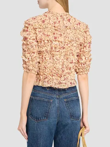 Ulla Johnson Women's Mabel Floral Ruffle Silk Top | Thumbnail 3 Ulla Johnson Women's Mabel Floral Ruffle Silk Top | Thumbnail 3