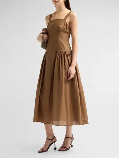 Frame Women's The Garden Basque-Waist Midi Dress | Thumbnail 4 Frame Women's The Garden Basque-Waist Midi Dress | Thumbnail 4