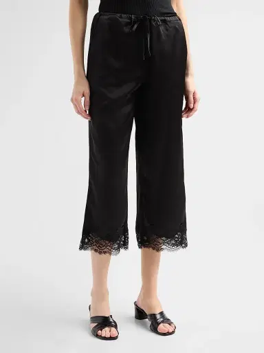 Design History Women's Magdalena Lace-Trim Satin Pants - Black | Thumbnail 4 Design History Women's Magdalena Lace-Trim Satin Pants - Black | Thumbnail 4
