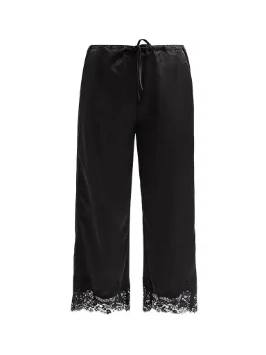Design History Women's Magdalena Lace-Trim Satin Pants - Black | Thumbnail 1 Design History Women's Magdalena Lace-Trim Satin Pants - Black | Thumbnail 1