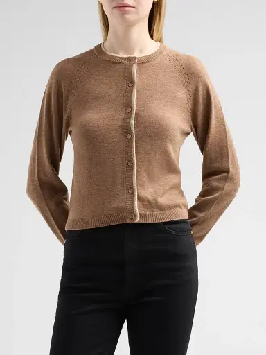 Design History Women's Anna Crewneck Cardigan - Fawn Combo | Thumbnail 4 Design History Women's Anna Crewneck Cardigan - Fawn Combo | Thumbnail 4