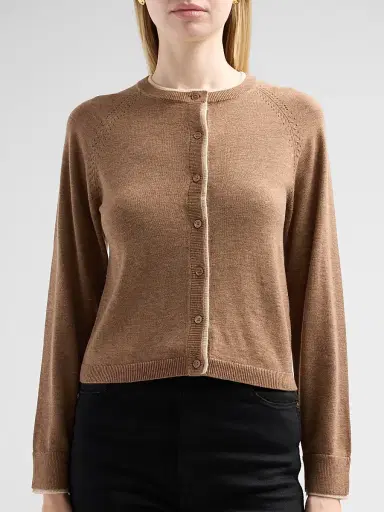 Design History Women's Anna Crewneck Cardigan - Fawn Combo | Thumbnail 5 Design History Women's Anna Crewneck Cardigan - Fawn Combo | Thumbnail 5