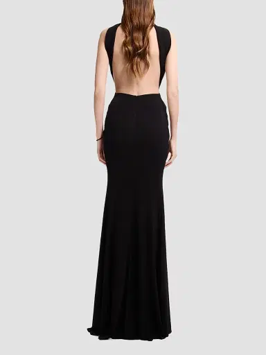 Elie Saab Women's Halter Jersey Draped Maxi Dress - Black | Thumbnail 3 Elie Saab Women's Halter Jersey Draped Maxi Dress - Black | Thumbnail 3