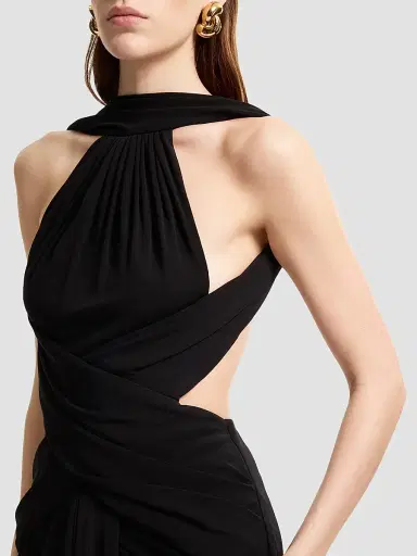 Elie Saab Women's Halter Jersey Draped Maxi Dress - Black | Thumbnail 5 Elie Saab Women's Halter Jersey Draped Maxi Dress - Black | Thumbnail 5