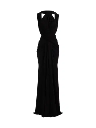Elie Saab Women's Halter Jersey Draped Maxi Dress - Black | Thumbnail 1 Elie Saab Women's Halter Jersey Draped Maxi Dress - Black | Thumbnail 1