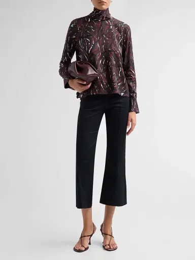 Proenza Schouler White Label Women's Ansel Printed Twill Top - Coffee Multi | Thumbnail 2 Proenza Schouler White Label Women's Ansel Printed Twill Top - Coffee Multi | Thumbnail 2