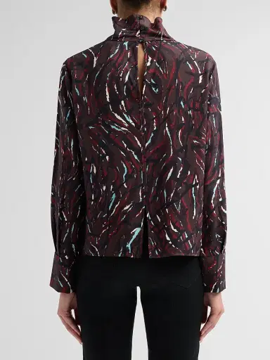 Proenza Schouler White Label Women's Ansel Printed Twill Top - Coffee Multi | Thumbnail 3 Proenza Schouler White Label Women's Ansel Printed Twill Top - Coffee Multi | Thumbnail 3