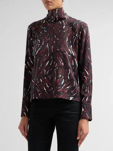 Proenza Schouler White Label Women's Ansel Printed Twill Top - Coffee Multi | Thumbnail 4 Proenza Schouler White Label Women's Ansel Printed Twill Top - Coffee Multi | Thumbnail 4