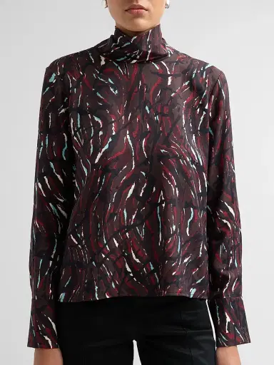 Proenza Schouler White Label Women's Ansel Printed Twill Top - Coffee Multi | Thumbnail 5 Proenza Schouler White Label Women's Ansel Printed Twill Top - Coffee Multi | Thumbnail 5