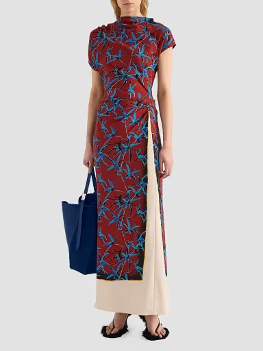 Proenza Schouler Women's Anais Printed Stretch Cady Layered Maxi Dress - Madder Multi | Thumbnail 2 Proenza Schouler Women's Anais Printed Stretch Cady Layered Maxi Dress - Madder Multi | Thumbnail 2