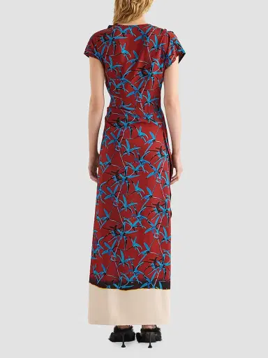 Proenza Schouler Women's Anais Printed Stretch Cady Layered Maxi Dress - Madder Multi | Thumbnail 3 Proenza Schouler Women's Anais Printed Stretch Cady Layered Maxi Dress - Madder Multi | Thumbnail 3