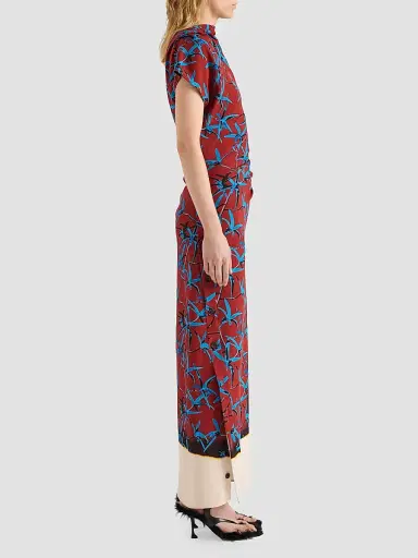 Proenza Schouler Women's Anais Printed Stretch Cady Layered Maxi Dress - Madder Multi | Thumbnail 4 Proenza Schouler Women's Anais Printed Stretch Cady Layered Maxi Dress - Madder Multi | Thumbnail 4