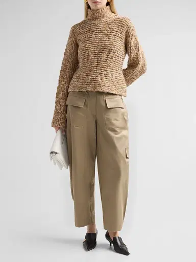 Proenza Schouler White Label Women's Pippa Chunky Horizontal Knit Sweater - Oat Melange | Thumbnail 2 Proenza Schouler White Label Women's Pippa Chunky Horizontal Knit Sweater - Oat Melange | Thumbnail 2