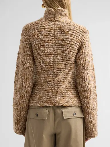 Proenza Schouler White Label Women's Pippa Chunky Horizontal Knit Sweater - Oat Melange | Thumbnail 3 Proenza Schouler White Label Women's Pippa Chunky Horizontal Knit Sweater - Oat Melange | Thumbnail 3