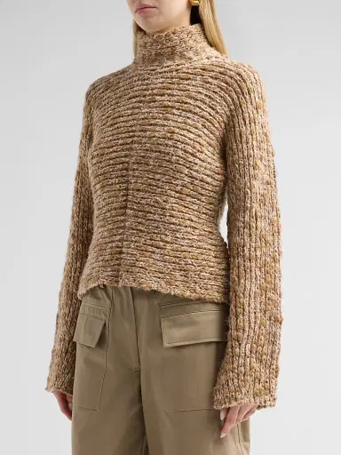 Proenza Schouler White Label Women's Pippa Chunky Horizontal Knit Sweater - Oat Melange | Thumbnail 4 Proenza Schouler White Label Women's Pippa Chunky Horizontal Knit Sweater - Oat Melange | Thumbnail 4