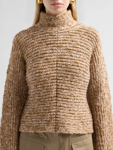 Proenza Schouler White Label Women's Pippa Chunky Horizontal Knit Sweater - Oat Melange | Thumbnail 5 Proenza Schouler White Label Women's Pippa Chunky Horizontal Knit Sweater - Oat Melange | Thumbnail 5