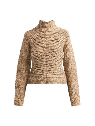 Proenza Schouler White Label Women's Pippa Chunky Horizontal Knit Sweater - Oat Melange | Thumbnail 1 Proenza Schouler White Label Women's Pippa Chunky Horizontal Knit Sweater - Oat Melange | Thumbnail 1